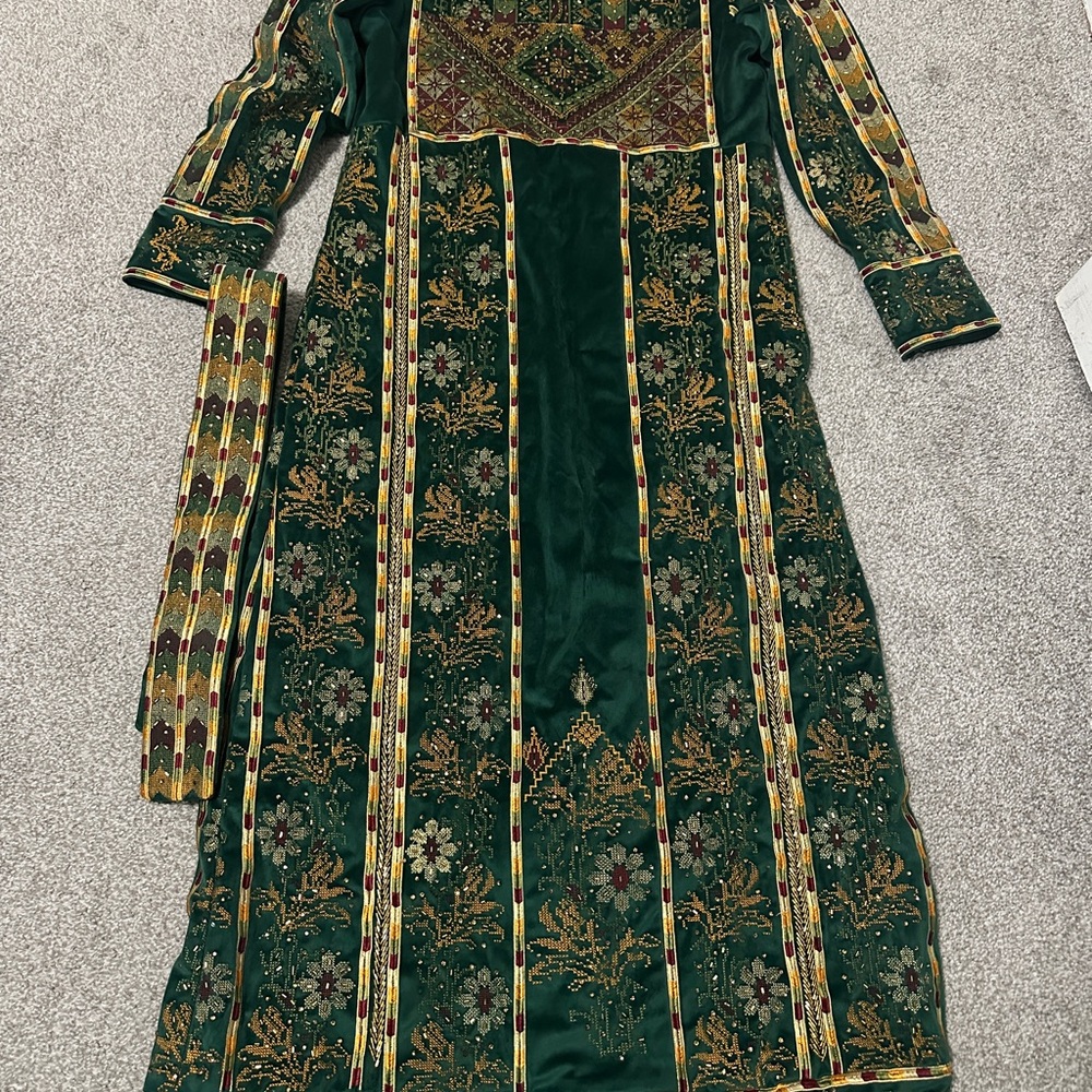 Elegant Green Embroidered Dress